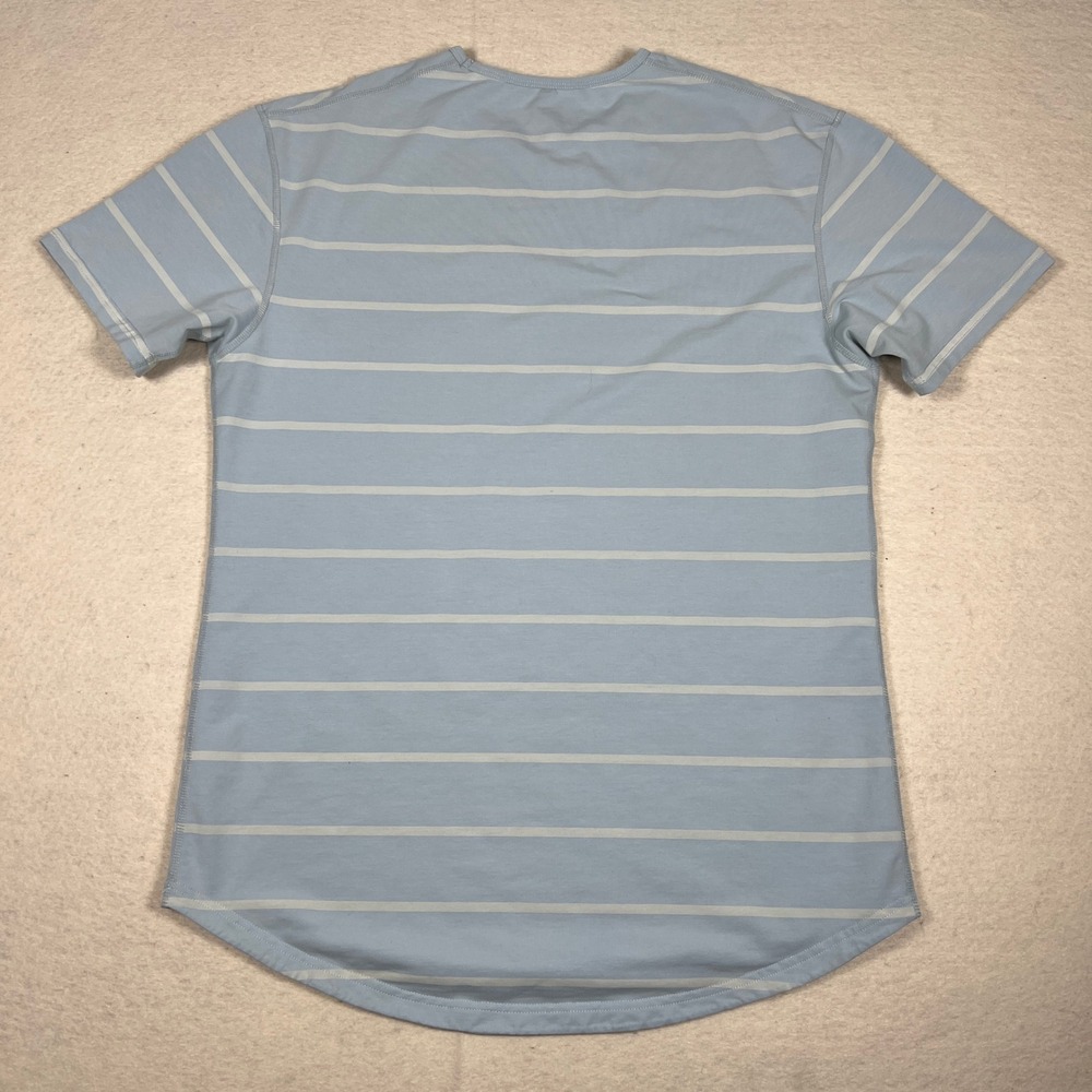 BYLT Mens Drop Cut Lux Striped Short Sleeve Shirt Blue Size Large - Picture 7 of 7